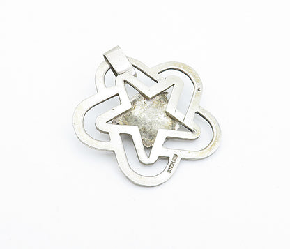 925 Sterling Silver  Vintage Cottage House Open Star Drop Pendant  PT2635