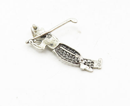 925 Sterling Silver  Vintage Cutout Detail Golf Player Sports Pendant  PT7058