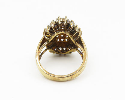 925 Sterling Silver  Vintage Cubic Zirconia Floral Cocktail Ring Sz 6  RG14194