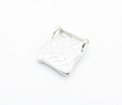 925 Sterling Silver Shiny Etched Spiral Design Square Slide Pendant PT4031