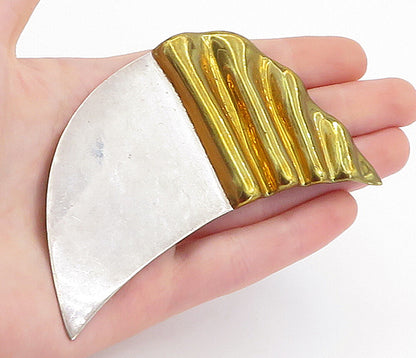 MEXICO 925 Sterling Silver  Vintage Two Tone Modernist Brooch Pin  BP2030