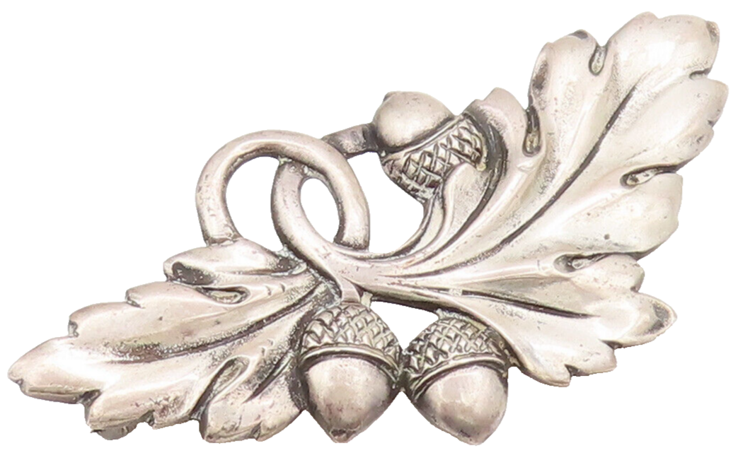 VIKINGCRAFT 925 Sterling Silver Vintage Leafy Nut Antique Brooch Pin  BP10498