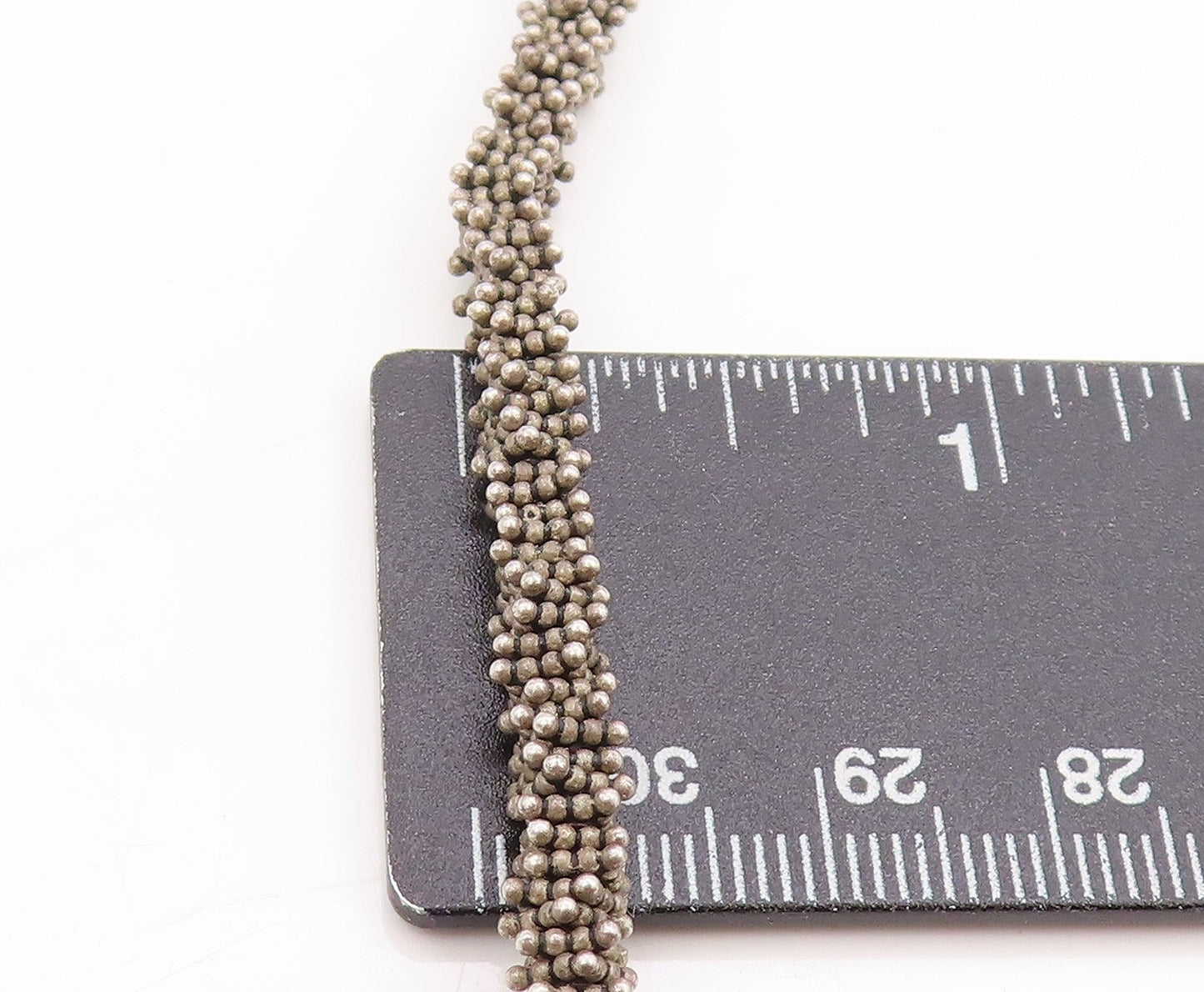 925 Sterling Silver Vintage Necklace Dark Tone Twisted Beaded Choker  NE4615