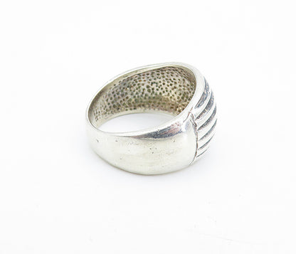 925 Sterling Silver  Vintage Shiny Ribbed Dome Design Band Ring Sz 6  RG7125