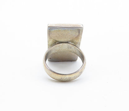 925 Silver  Vintage Modernist Mother Of Pearl Cocktail Ring Sz 6.5  RG6625