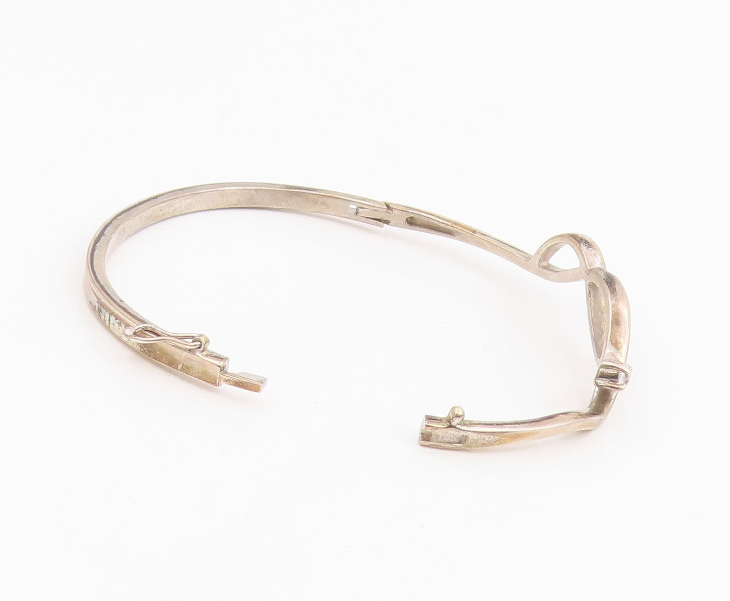 925 Sterling Silver Vintage Bracelet CZ Minimalist Infinity Wavy Bangle  BT11875
