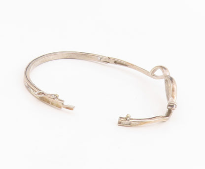 925 Sterling Silver Vintage Bracelet CZ Minimalist Infinity Wavy Bangle  BT11875