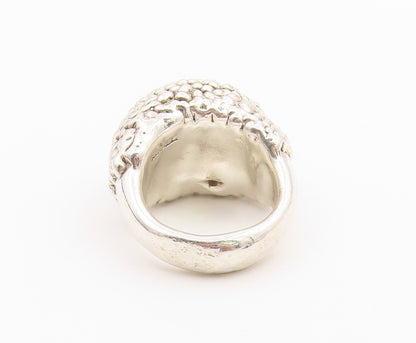 925 Sterling Silver Vintage Ring ISRAEL Modernist Beaded Dome  Sz 8.5  RG36468