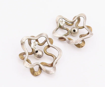 925 Sterling Silver Vintage Earrings Designer Swirly Cutout Flower  EG13093