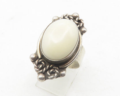 925 Sterling Silver  Vintage White Jasper Twist Cocktail Ring Sz 8.5  RG12111