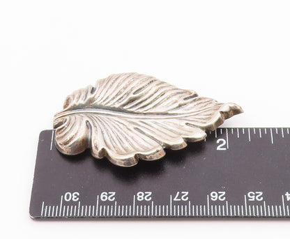 DANECRAFT 925 Sterling Silver  Vintage Shiny Floral Leaf Brooch Pin  BP8817