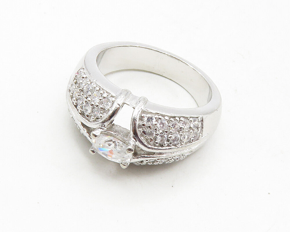 925 Sterling Silver  Sparkling Cubic Zirconia Smooth Band Ring Sz 7.5  RG9825