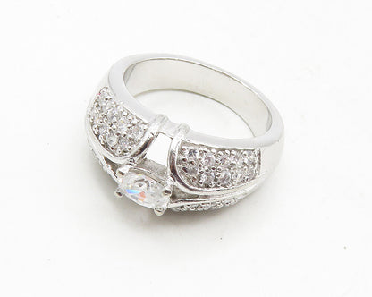 925 Sterling Silver  Sparkling Cubic Zirconia Smooth Band Ring Sz 7.5  RG9825