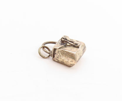 925 Sterling Silver Vintage Pendant Miniature Retro Handbag Charm OPENS  PT25110