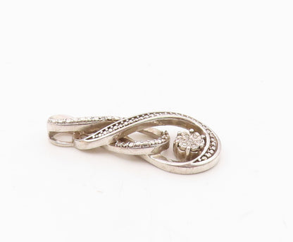 925 Sterling Silver  Vintage Genuine Diamonds Infinity Swirl Pendant  PT19747