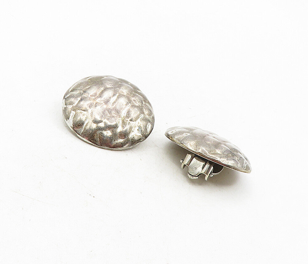 MEXICO 925 Silver  Vintage Dark Tone Non Pierce Button Drop Earrings  EG4678