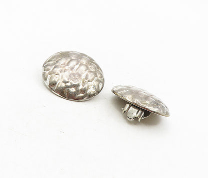 MEXICO 925 Silver  Vintage Dark Tone Non Pierce Button Drop Earrings  EG4678