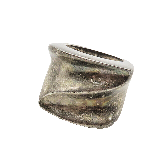 925 Sterling Silver  Vintage Dark Tone Sculpted Dome Band Ring Sz 7  RG17064