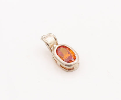 925 Sterling Silver Vintage Pendant Minimalist Oval Cut Citrine  PT23438