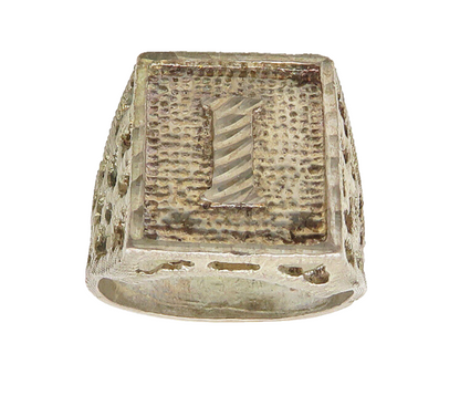 925 Sterling Silver  Vintage Shiny I Initial Square Band Ring Sz 9.5  RG18076