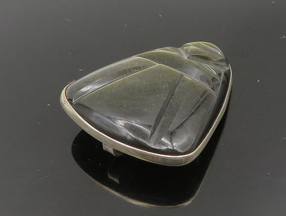 PEDRO CASTILLO 925 Silver  Vintage Obsidian Carved Face Brooch Pin  BP9380