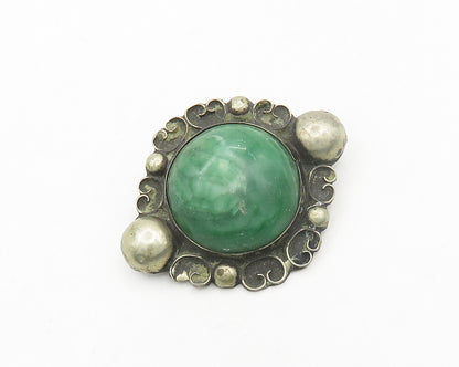 MEXICO 925 Silver  Vintage Antique Jasper Pretzel Swirl Brooch Pin  BP7639