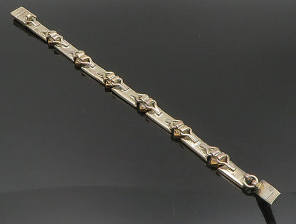 MEXICO 925 Sterling Silver Vintage Two Tone Diamond Shape Link Bracelet BT9456