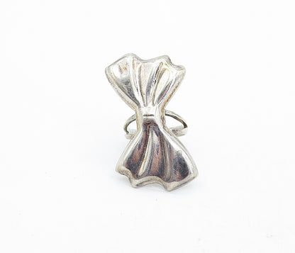 MEXICO 925 Sterling Silver  Vintage Shiny Bow Tie Band Ring Sz 5.5  RG5505