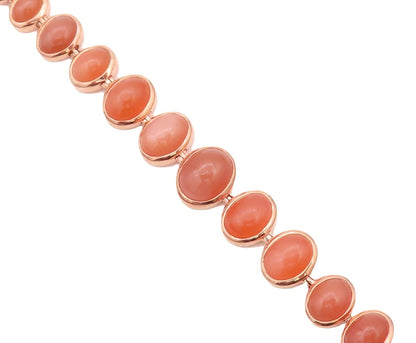 925 Sterling Silver Vintage Bracelet Gold Plated Cabochon Gemstone  BT10783