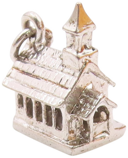 FELCHCRAFT 925 Silver  Vintage Sculpted Church Motif Charm Pendant  PT20189