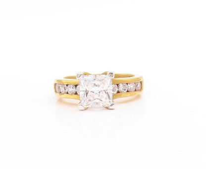 925 Sterling Silver Vintage Ring Gold Plated Minimalist CZ Inlay  Sz 7  RG30544