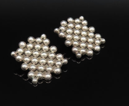 MEXICO 925 Sterling Silver Vintage Beaded Cluster Non Pierced Earrings EG12146