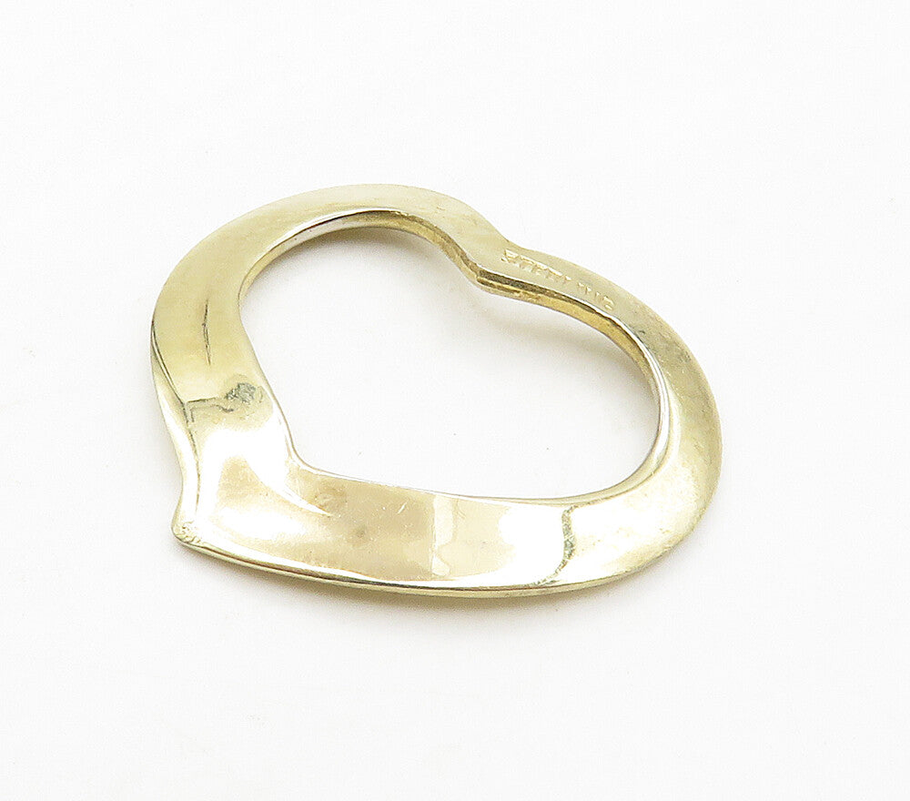 925 Sterling Silver  Shiny Smooth Gold Plated Open Love Heart Pendant  PT12265