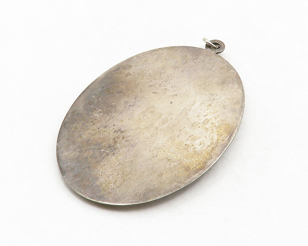 INTERNATIONAL 925 Sterling Silver Vintage Oxidized Flower Pendant PT10568