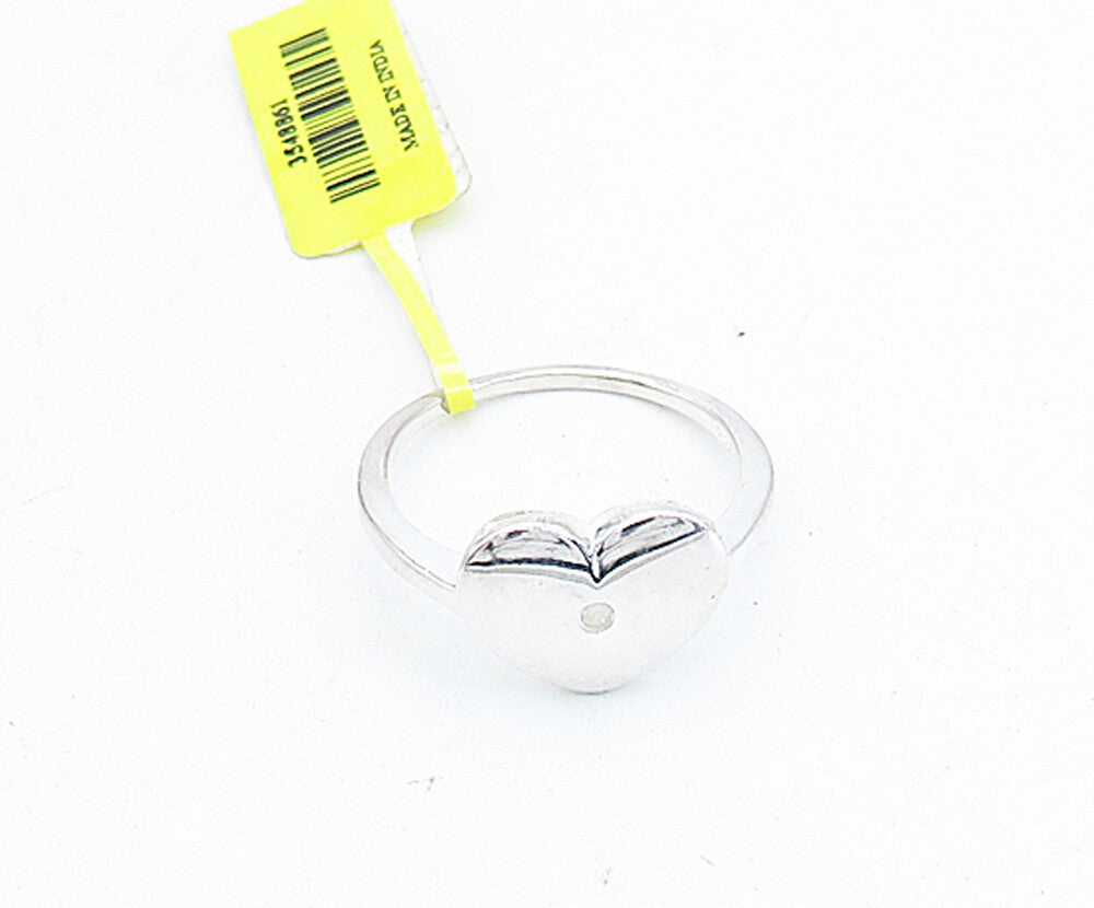 925 Sterling Silver Genuine Diamond Accent Love Heart Band Ring Sz 10 RG5095