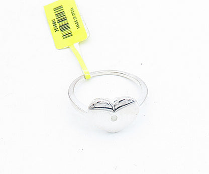 925 Sterling Silver Genuine Diamond Accent Love Heart Band Ring Sz 10 RG5095