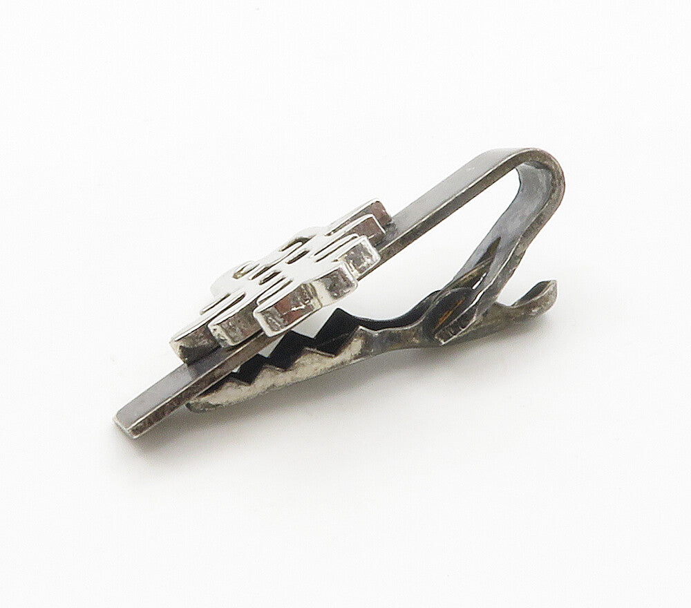 925 Sterling Silver  Vintage Shiny Chinese Character Smooth Tie Clip  TR2093