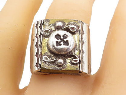 BK NM NAVAJO 925 Silver  Vintage Antique Arrows Band Ring Sz 10.5  RG7659