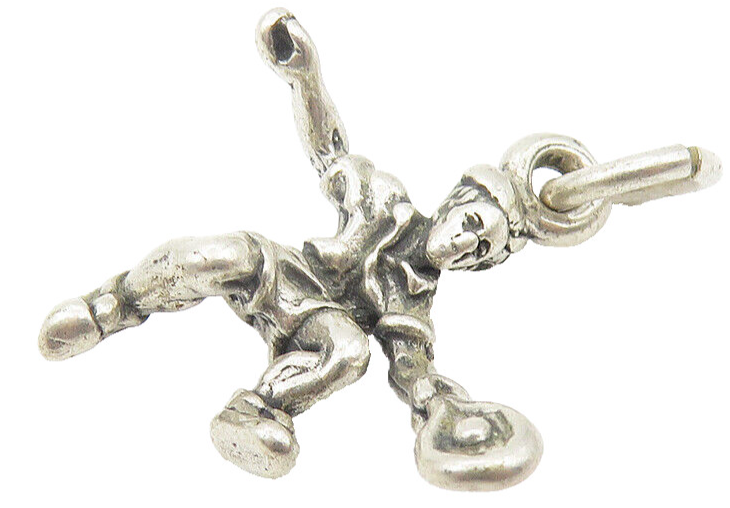 925 Sterling Silver  Vintage Petite Tennis Player Sports Drop Pendant  PT9229