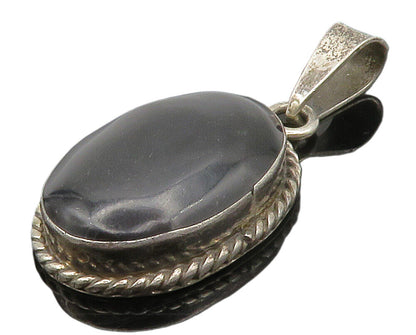 MEXICO 925 Sterling Silver  Vintage Cabochon Cut Black Onyx Pendant  PT11744