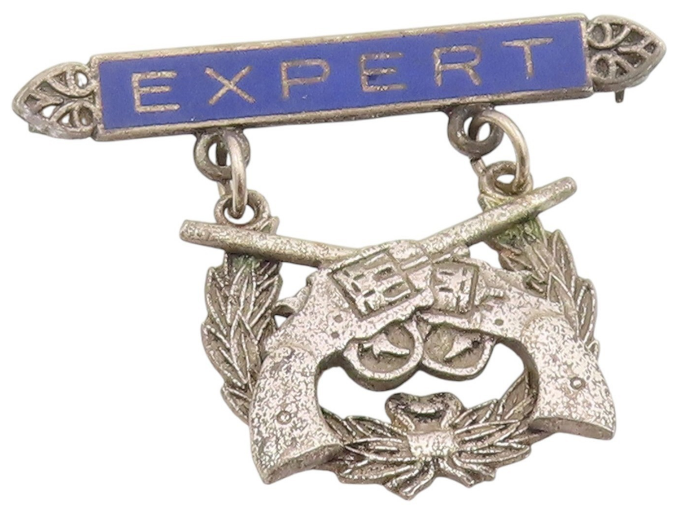 925 Sterling Silver Vintage Brooch Antique Enamel Expert Marine Pistol  BP12318