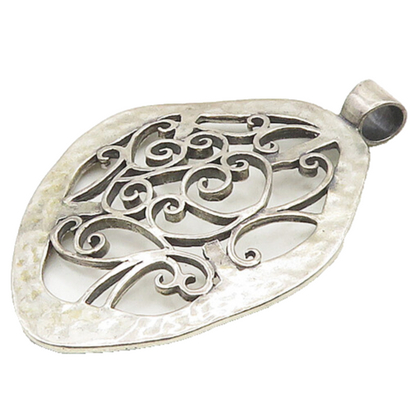DESIGNER 925 Sterling Silver  Vintage Pretzel Swirl Vine Open Pendant  PT14318