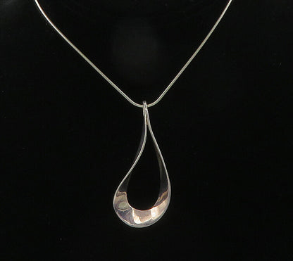 925 Sterling Silver  Vintage Shiny Open Rain Drop Chain Necklace  NE3454
