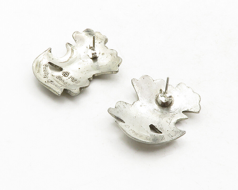 SEAGULL PEWTER 925 Sterling Silver  Vintage Floral Motif Drop Earrings  EG6590