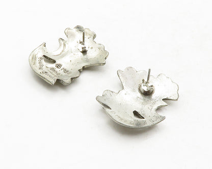 SEAGULL PEWTER 925 Sterling Silver  Vintage Floral Motif Drop Earrings  EG6590