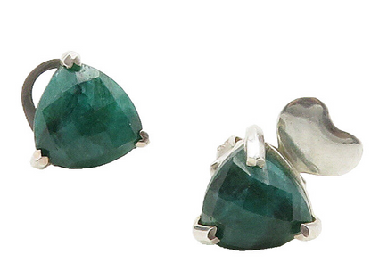925 Sterling Silver  Prong Set Faceted Jade Shiny Stud Earrings  EG8219