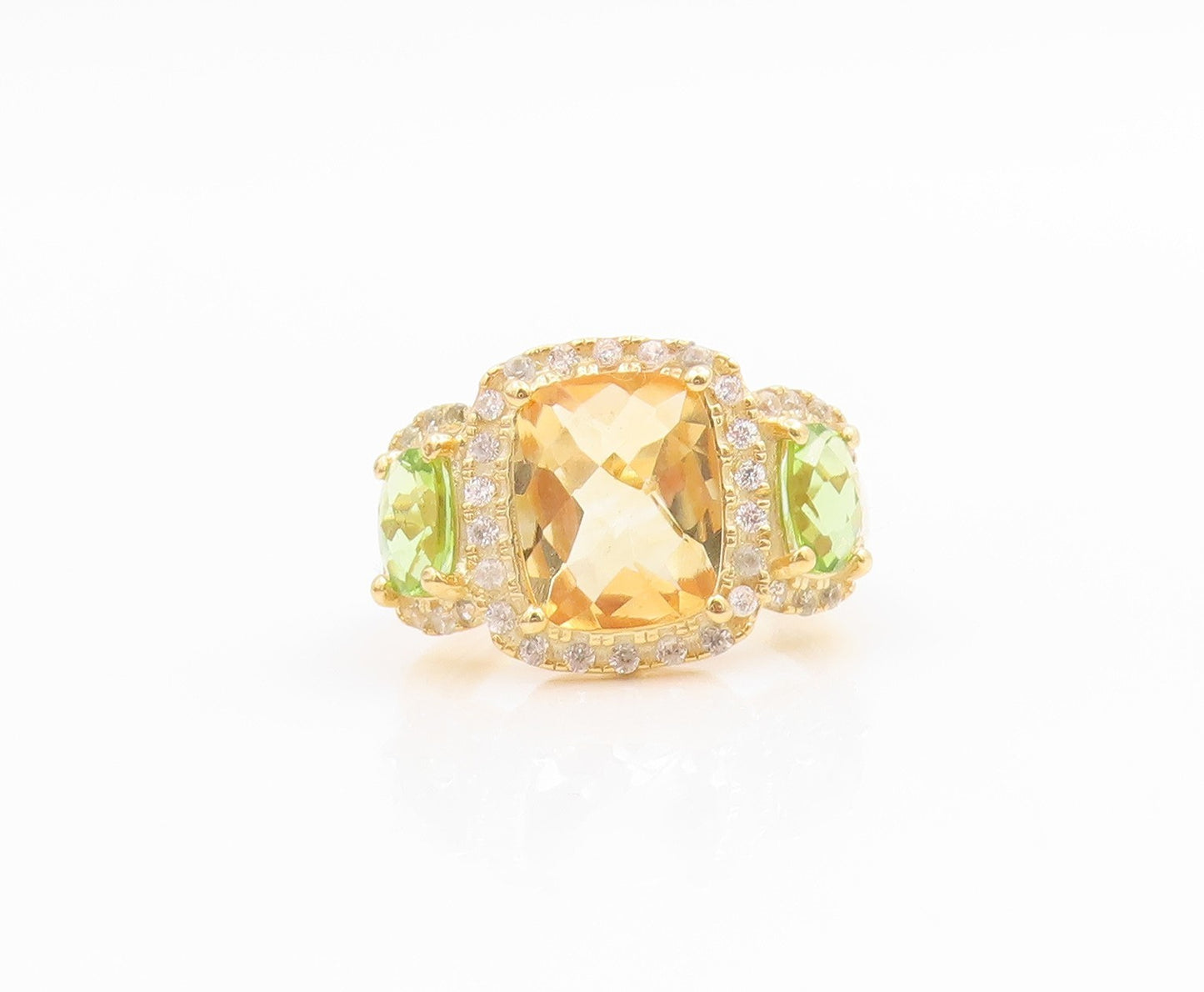 925 Sterling Silver Vintage Ring Real Diamonds & Gemstones  Sz 6.5  RG35614
