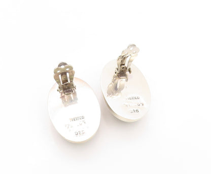 925 Sterling Silver Vintage Earrings MEXICO Modernist Dried Flowers  EG13583
