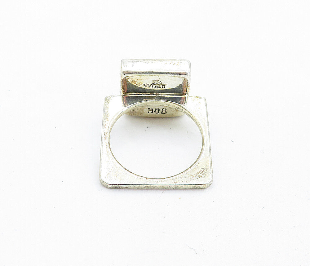 MEXICO 925 Sterling Silver  Vintage Cobble Stone Cocktail Ring Sz 8  RG5789