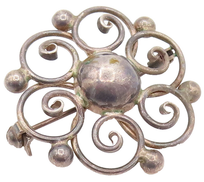 HERMANN SIERSBOL DENMARK 925 Silver  Vintage Open Flower Brooch Pin  BP10131